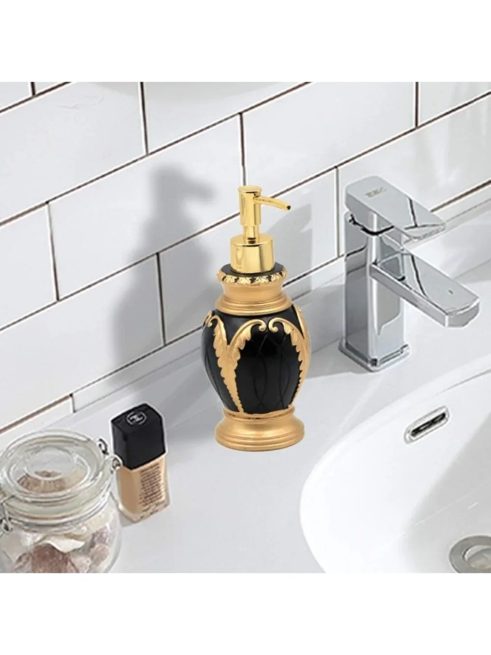 Stylish 12 oz Liquid Soap Dispenser Pump for Kitchen & Bathroom Countertops
